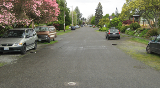 Typisk gade i Seattle før implementeringen af SEA-streets projektet. Foto: Antje Backhaus