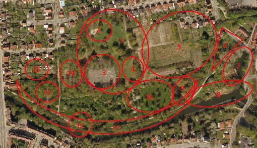 Et eksempel på hvordan det gøres i praksis. Her er det Sankt Jørgens Park, Odense, der er opdelt i udvalgte zoner. Inden for hver zone er graden af de forskellige typer af rekreative oplevelser registreret.