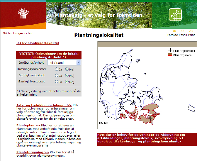 Der er forskellige indgange til Plantevalg.dk. Der er mulighed for at få forslag til arter og frøkilder eller lave en planteplan med det samme. Endelig er der mulighed for direkte at se, om der er planter fra en bestemt ønsket frøkilde.