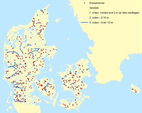 Figur 1. Geografisk fordeling af undersøgelsens 359 svarpersoner.