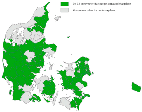 Ud af Danmarks 98 kommuner, som spørgeskemaet blev sendt til, svarede 73 kommuner.
