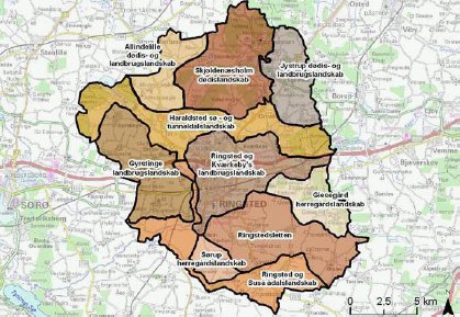 Figur 1: Landskabskarakterområder i Ringsted Kommune.