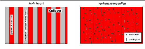 Illustration af halvhugst- og ankertræmodeller