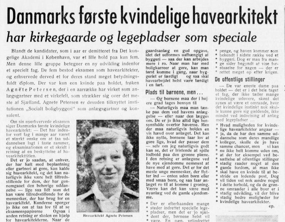 Artikel fra 1955 om Agnete Petersen 