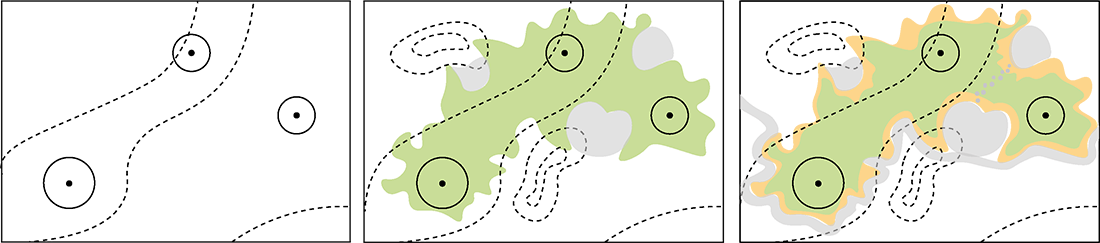 Illustration der viser udformning af areal og inddeling i zoner